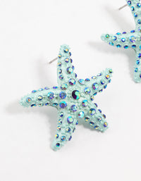 Blue Coated Metal Small Starfish Stud Earrings - link has visual effect only