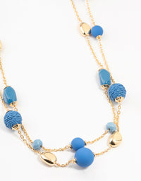 Gold & Blue Straw Beads Necklace - link has visual effect only