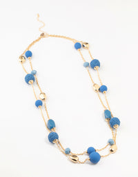 Gold & Blue Straw Beads Necklace - link has visual effect only