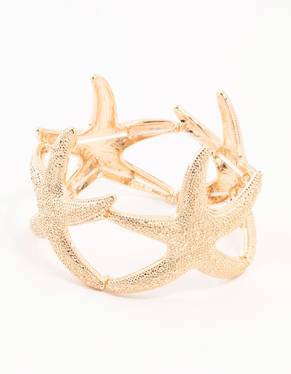 Gold Textured Starfish Stretch Bracelet