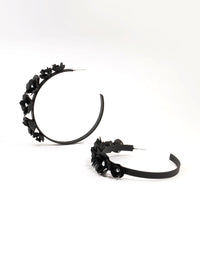 Black Floral Pearl Hoop Earrings - link has visual effect only