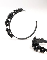 Black Floral Pearl Hoop Earrings - link has visual effect only