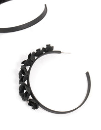 Black Floral Pearl Hoop Earrings - link has visual effect only