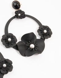 Large Black Coated Floral Circle Drop Earrings - link has visual effect only