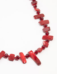 Red Beaded Layered Shell Necklace - link has visual effect only