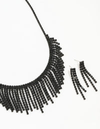 Coated Diamante Tassel Earrings & Necklace Set - link has visual effect only