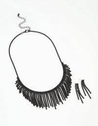 Coated Diamante Tassel Earrings & Necklace Set - link has visual effect only