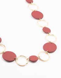 Gold & Red Matte Disc Necklace - link has visual effect only