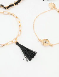 Gold Tassel Evil Eye Bracelets 4-Pack - link has visual effect only