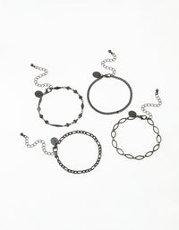 Coated Figaro Chain Bracelets 4-Pack - link has visual effect only