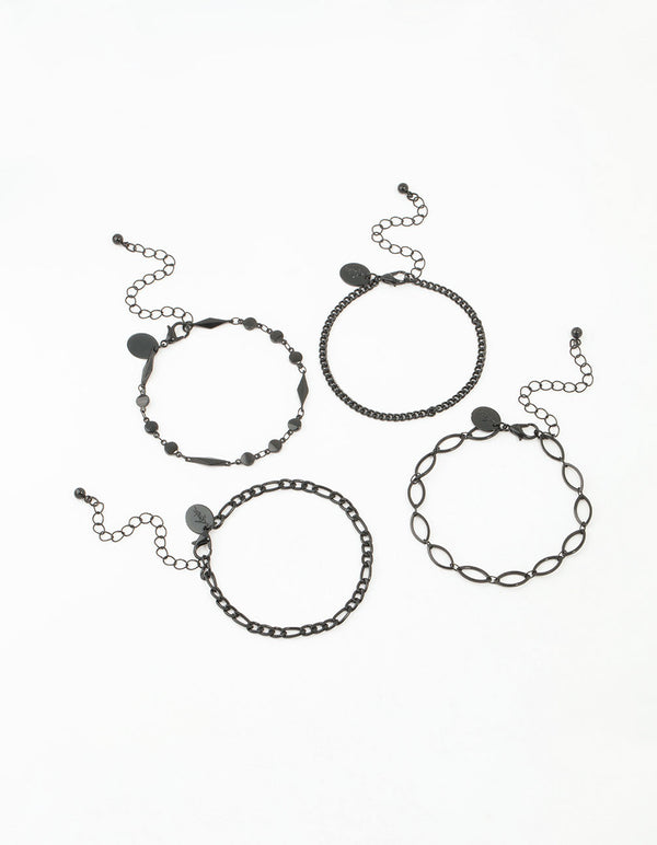 Coated Figaro Chain Bracelets 4-Pack