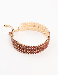 Gold & Red  Spikey 4 Row Diamante Wrist Cuff - link has visual effect only