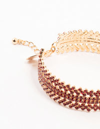 Gold & Red  Spikey 4 Row Diamante Wrist Cuff - link has visual effect only