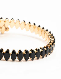 Gold & Black Diamante Stretched Wrapped Wrist Cuff - link has visual effect only