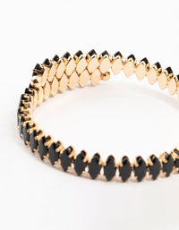 Gold & Black Diamante Stretched Wrapped Wrist Cuff - link has visual effect only