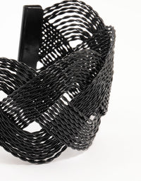 Black Coated Crossover Twisted Wrist Cuff - link has visual effect only