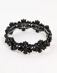 Black Coated Flower Stretch Bracelet - link has visual effect only