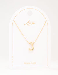 Gold Plated Bubble Letter J Necklace - link has visual effect only