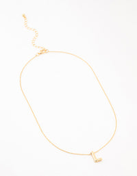 Gold Plated Bubble Letter L Necklace - link has visual effect only