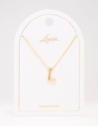 Gold Plated Bubble Letter L Necklace - link has visual effect only