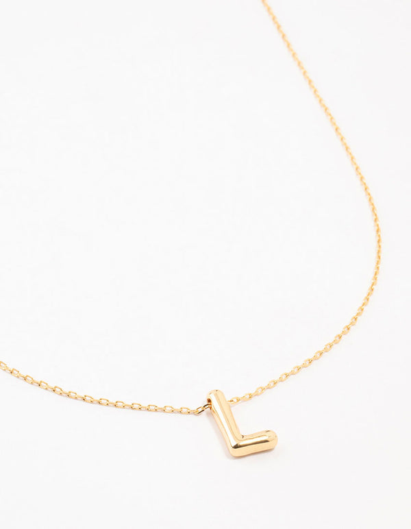 Gold Plated Bubble Letter L Necklace