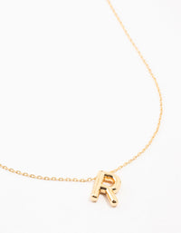 Gold Plated Bubble R Letter Necklace - link has visual effect only