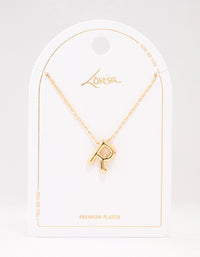 Gold Plated Bubble R Letter Necklace - link has visual effect only