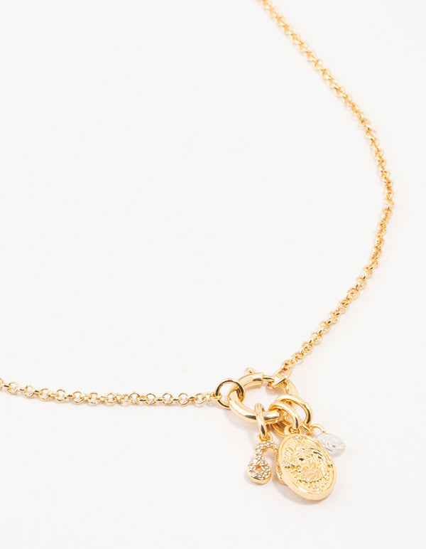 Gold Plated Leo Charm Necklace