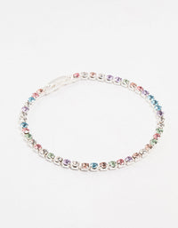 Multicoloured Czech Bohemia Crystal Silver Fine Cup Chain Clasp Bracelet - link has visual effect only