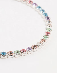 Multicoloured Czech Bohemia Crystal Silver Fine Cup Chain Clasp Bracelet - link has visual effect only