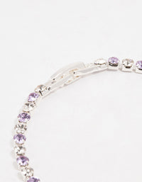 Purple Czech Bohemia Crystal Silver Fine Cup Chain Clasp Bracelet - link has visual effect only