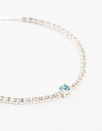 Blue Czech Bohemia Crystal Silver Cup Chain Tennis Toggle Bracelet - link has visual effect only