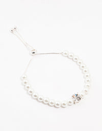 Czech Bohemia Crystal & Pearl Silver Toggle Bracelet - link has visual effect only