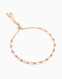 Gold Pink & Silver Czech Bohemia Crystal Cup Chain Gold Toggle Bracelet - link has visual effect only