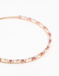 Gold Pink & Silver Czech Bohemia Crystal Cup Chain Gold Toggle Bracelet - link has visual effect only