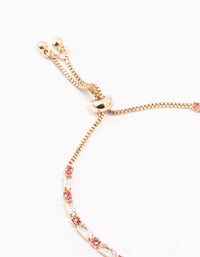 Gold Pink & Silver Czech Bohemia Crystal Cup Chain Gold Toggle Bracelet - link has visual effect only