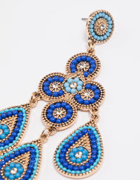 Blue Beaded Bug Multirow Drop Earrings - link has visual effect only