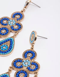 Blue Beaded Bug Multirow Drop Earrings - link has visual effect only