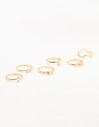 Gold Plated Pearl Cluster Baguette Rings 6-Pack - link has visual effect only