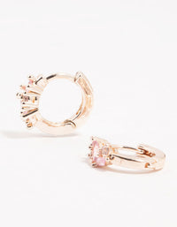 Rose Gold Plated Baguette & Mixed Cluster Hoop Earrings - link has visual effect only