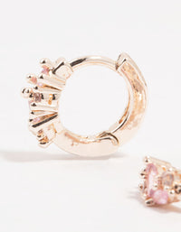 Rose Gold Plated Baguette & Mixed Cluster Hoop Earrings - link has visual effect only