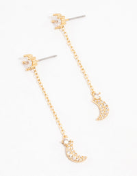 Gold Plated Star & Moon Cubic Zirconia Drop Earrings - link has visual effect only