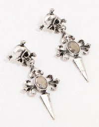 Antique Silver Skull Cross Drop Earrings - link has visual effect only