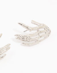 Skeleton Hand Rhodium Stud Earrings - link has visual effect only