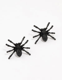 Black Coated Statement Spider Stud Earrings - link has visual effect only