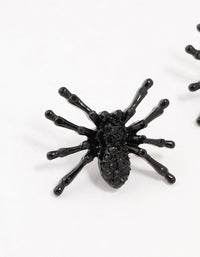 Black Coated Statement Spider Stud Earrings - link has visual effect only