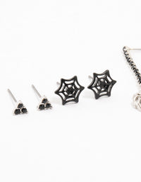 Spider & Cross Rhodium Earrings 4-Pack - link has visual effect only