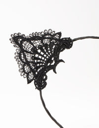 Black Lacy Fabric Cat Ears Headband - link has visual effect only