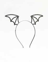 Black Beaded Bat Wing Beaded Headband - link has visual effect only