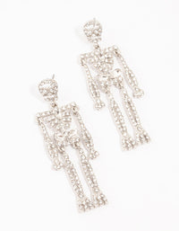 Glam Skeleton Rhodium Drop Earrings - link has visual effect only